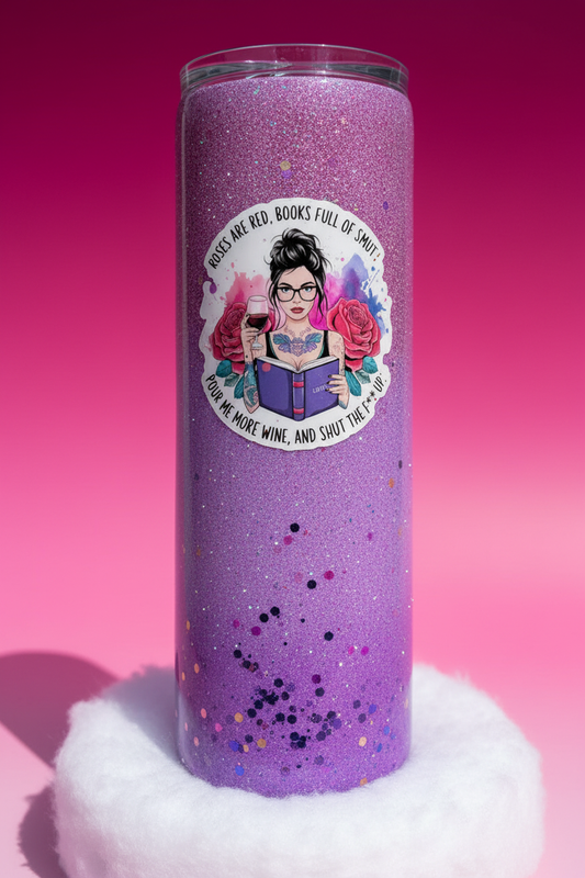 Book Lover Wine Tumbler - Hot Pink Background