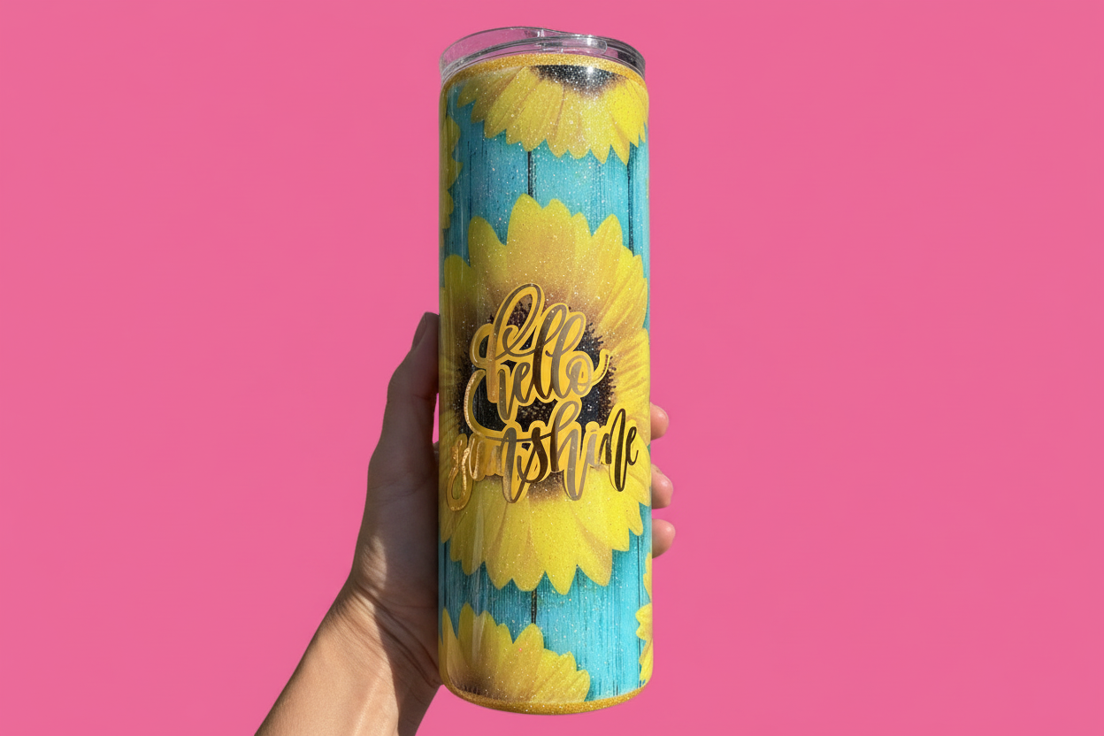 Hello Sunshine Tumbler - Hot Pink Background