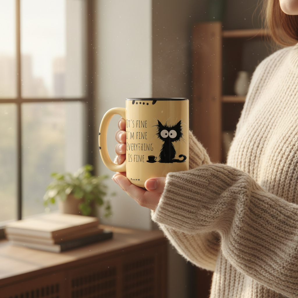 It's Fine I'm Fine Mug Mockup - Hands