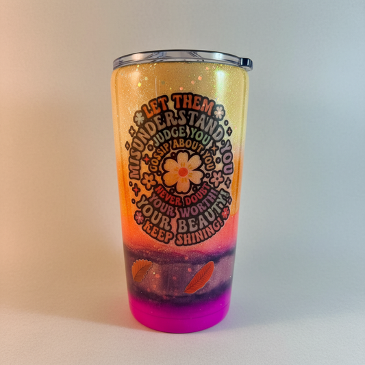 Never Doubt Your Worth Glitter Tumbler - Square Format