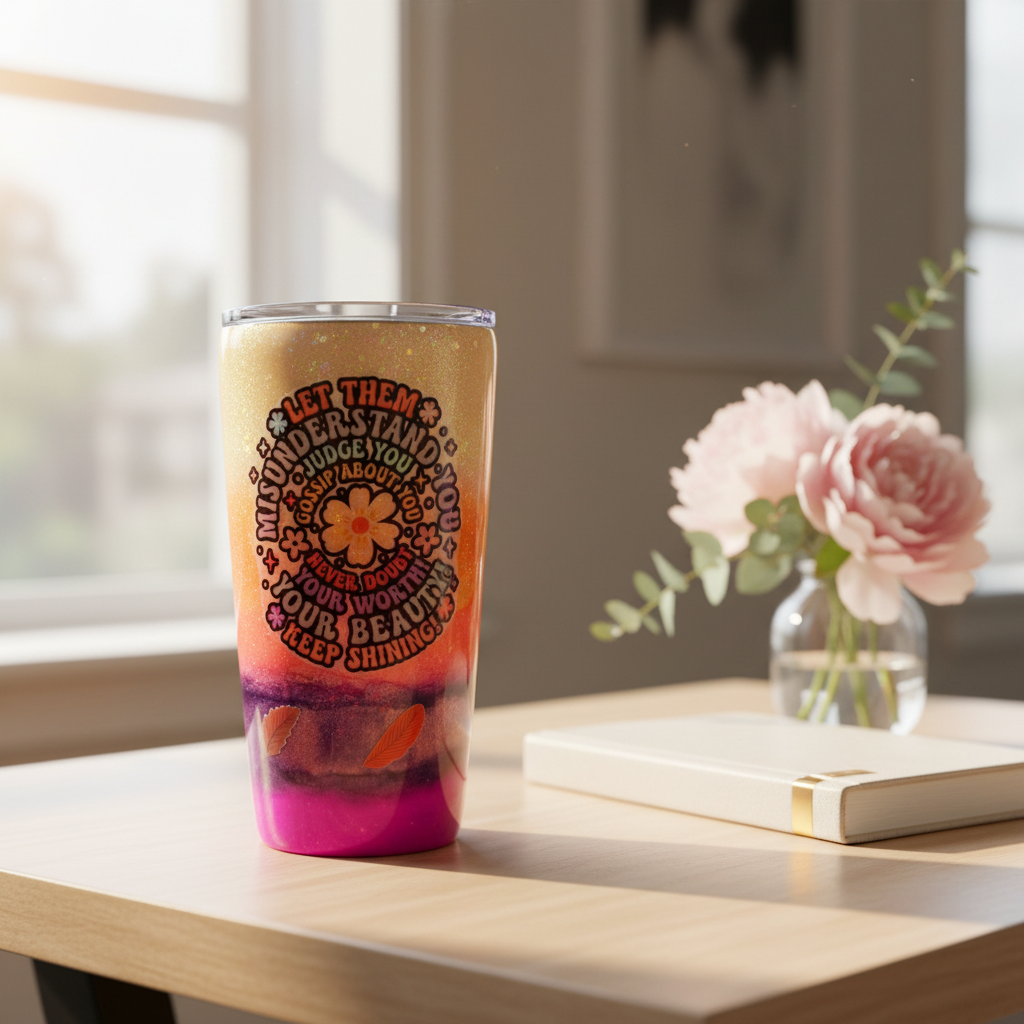 Never Doubt Your Worth Glitter Tumbler