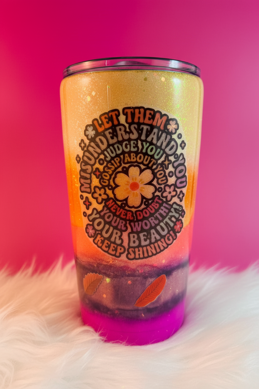 Never Doubt Your Worth Tumbler - Hot Pink Background