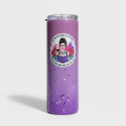 Pour Me More Wine Sassy Book Lover Tumbler - Square Format